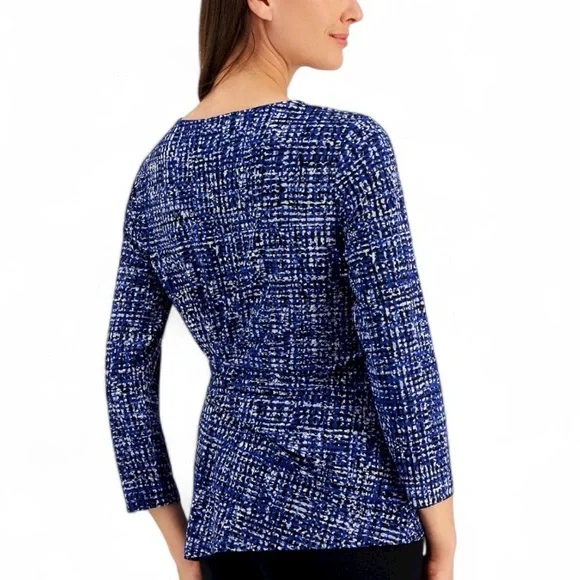 Kasper Plus Size Printed Side-Tie Blouse - Size 2X - Picture 3 of 6